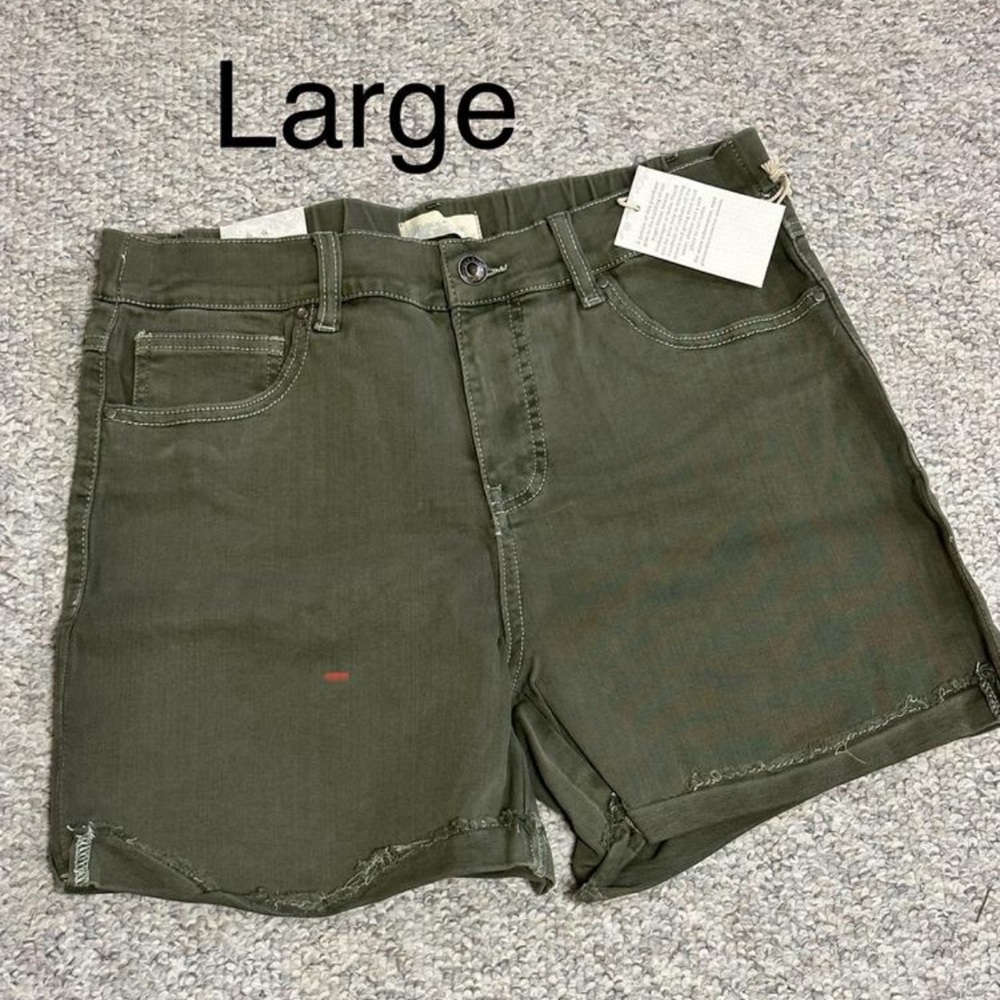 Grace&Lace olive stretch denim shorts